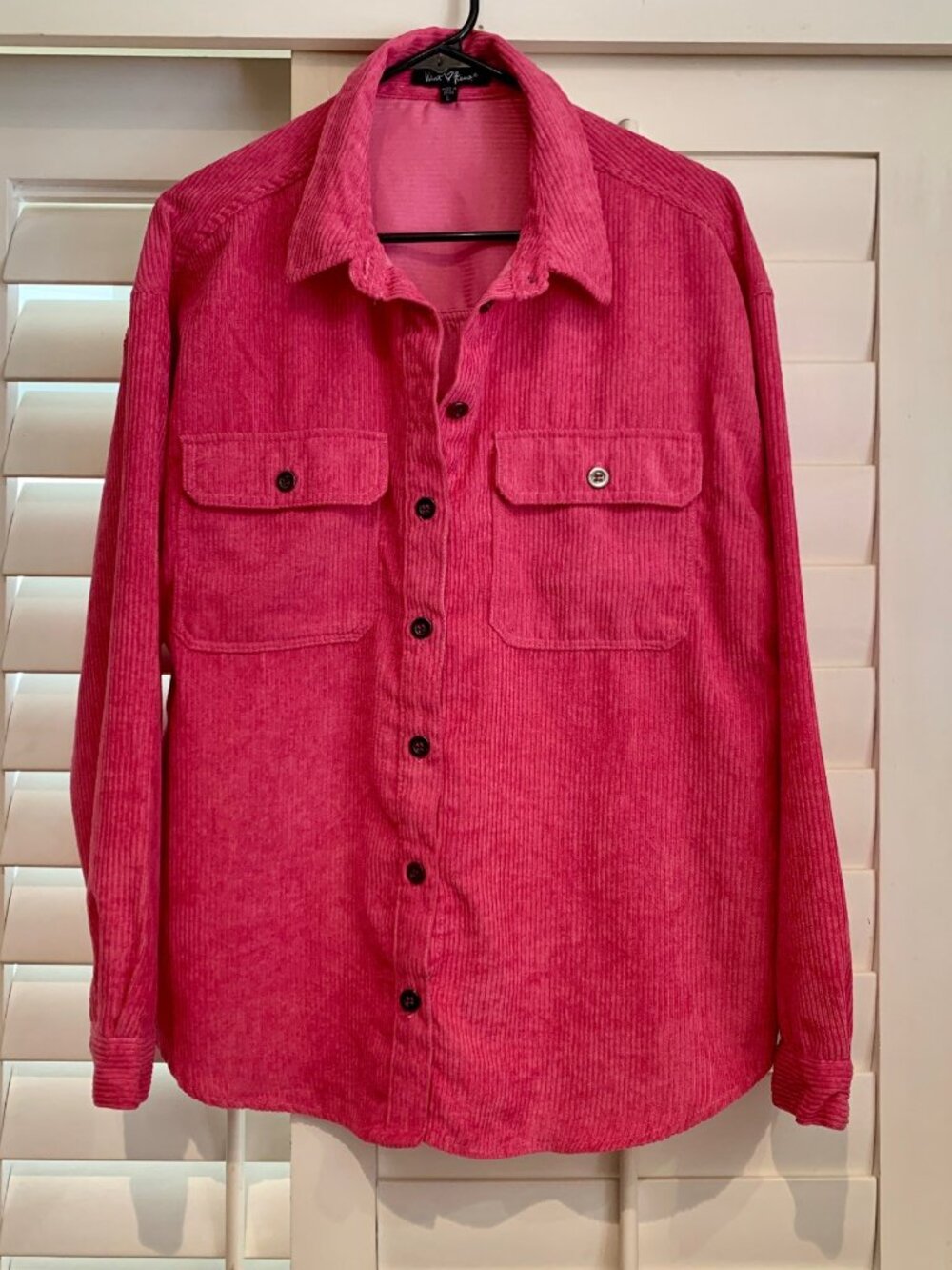 Velvet Heart Pink Corduroy Button up Shirt Size L